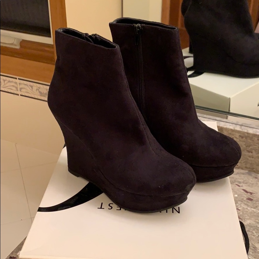 Nine West faux suede platform booties